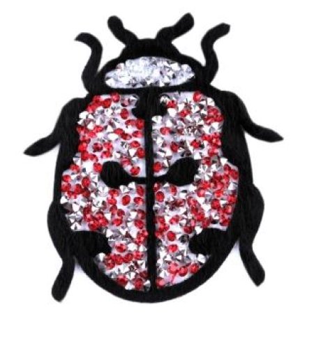 Applikation - Aufbügler - Marienkäfer mit Steinchen - rot glitzer